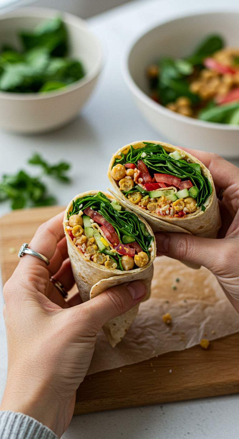 Fresh & Easy Mediterranean Chickpea Salad Wraps